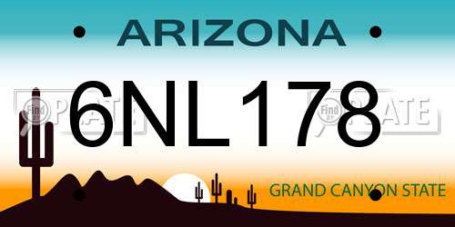 6NL178 Arizona License Plate