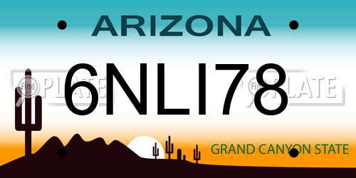 6NLI78 Arizona License Plate