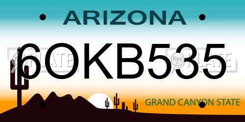 6OKB535 Arizona License Plate