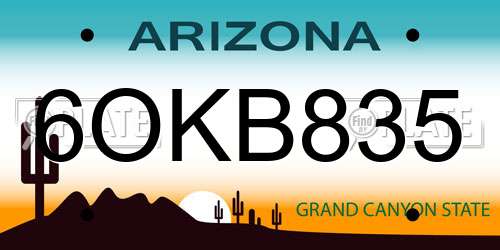 6OKB835 Arizona License Plate