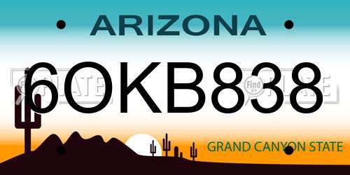 6OKB838 Arizona License Plate