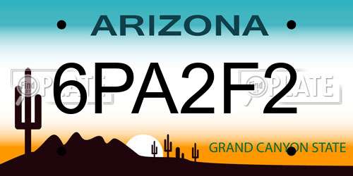 6PA2F2 Arizona License Plate