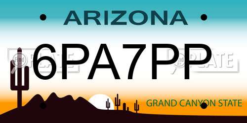 6PA7PP Arizona License Plate