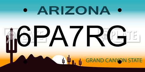 6PA7RG Arizona License Plate