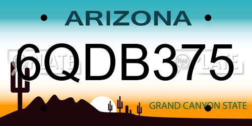 6QDB375 Arizona License Plate
