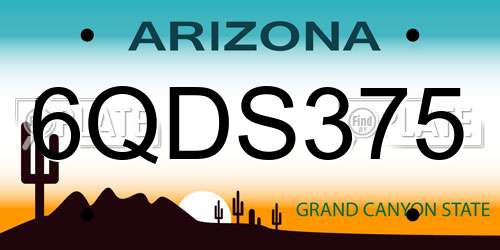 6QDS375 Arizona License Plate