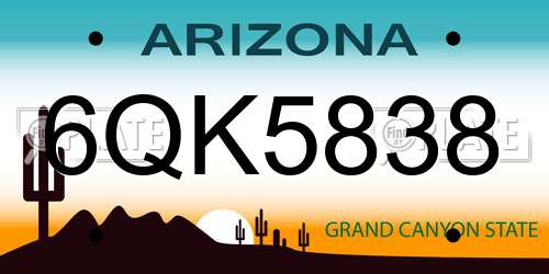 6QK5838 Arizona License Plate