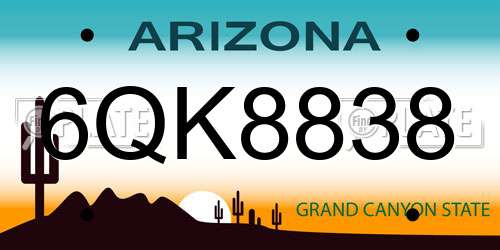 6QK8838 Arizona License Plate