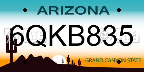 6QKB835 Arizona License Plate