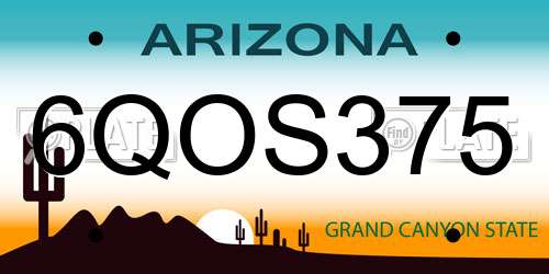 6QOS375 Arizona License Plate