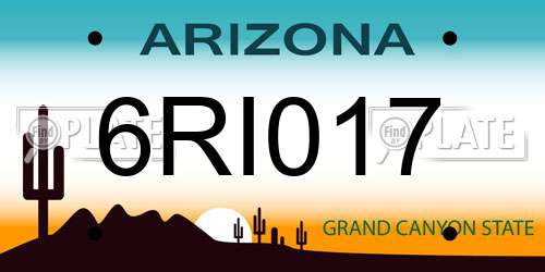6RI017 Arizona License Plate