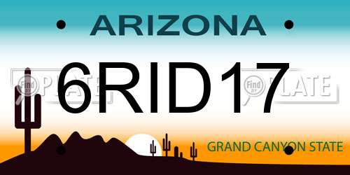 6RID17 Arizona License Plate