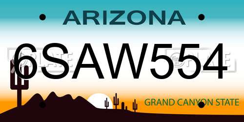 6SAW554 Arizona License Plate