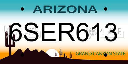 6SER613 Arizona License Plate