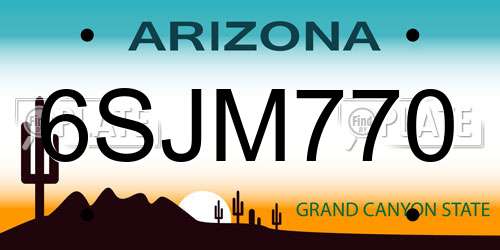 6SJM770 Arizona License Plate