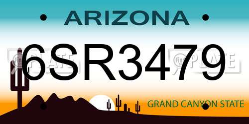 6SR3479 Arizona License Plate