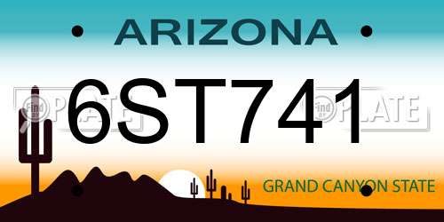 6ST741 Arizona License Plate