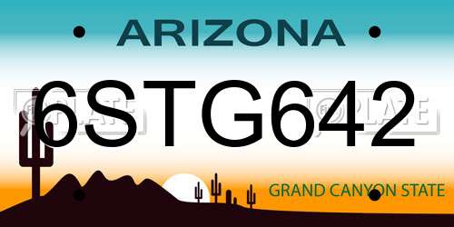 6STG642 Arizona License Plate