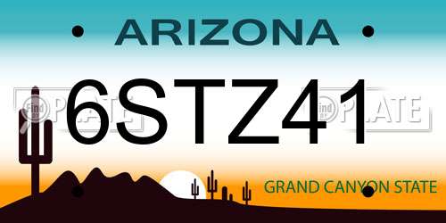 6STZ41 Arizona License Plate
