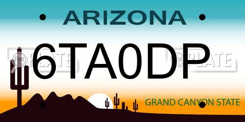 6TA0DP Arizona License Plate