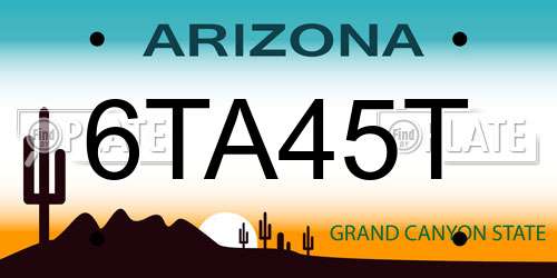 6TA45T Arizona License Plate