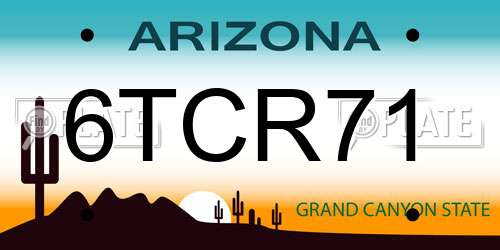 6TCR71 Arizona License Plate