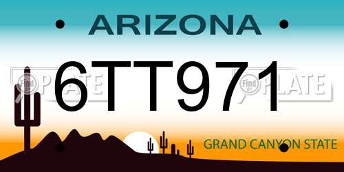 6TT971 Arizona License Plate