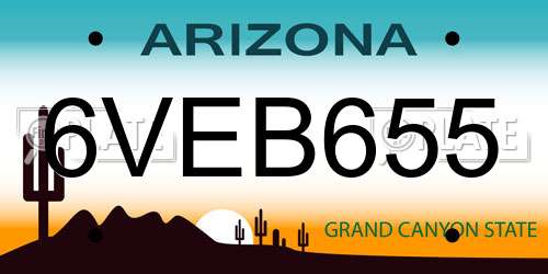 6VEB655 Arizona License Plate