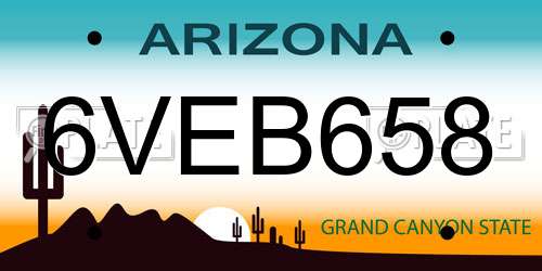6VEB658 Arizona License Plate