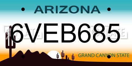 6VEB685 Arizona License Plate
