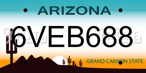 6VEB688 Arizona License Plate