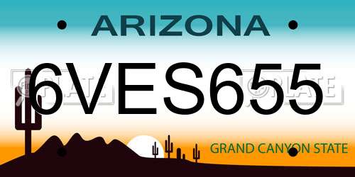 6VES655 Arizona License Plate