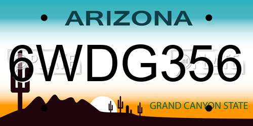 6WDG356 Arizona License Plate