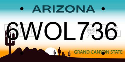 6WOL736 Arizona License Plate