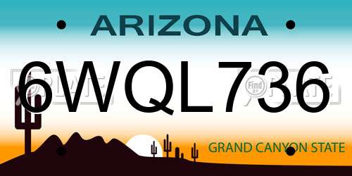 6WQL736 Arizona License Plate