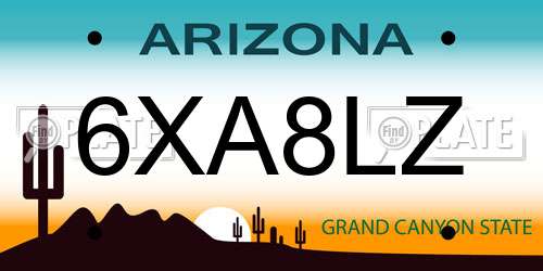 6XA8LZ Arizona License Plate