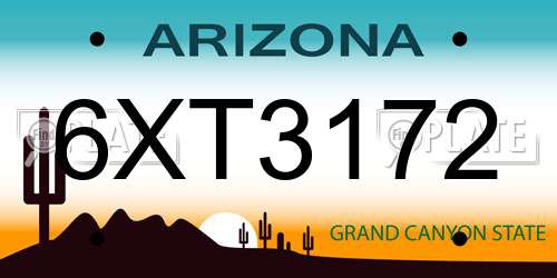 6XT3172 Arizona License Plate
