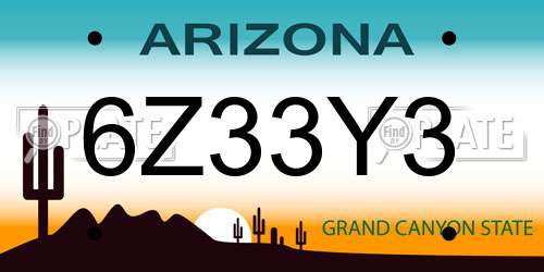 6Z33Y3 Arizona License Plate