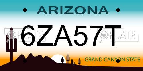 6ZA57T Arizona License Plate