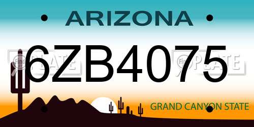 6ZB4075 Arizona License Plate