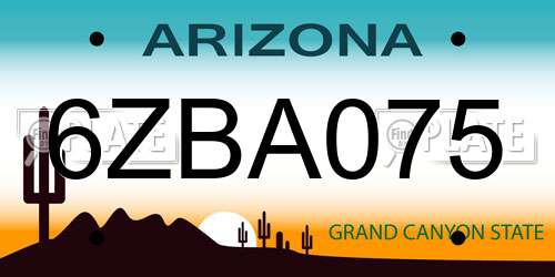 6ZBA075 Arizona License Plate