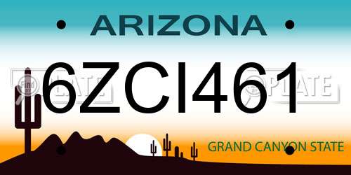 6ZCI461 Arizona License Plate