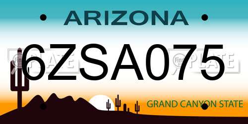 6ZSA075 Arizona License Plate