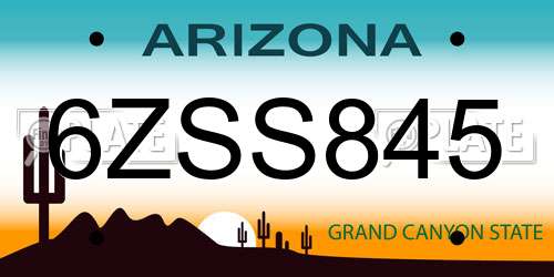6ZSS845 Arizona License Plate