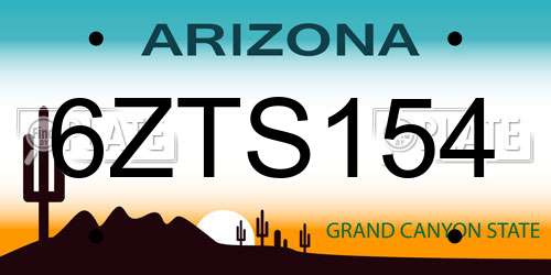 6ZTS154 Arizona License Plate