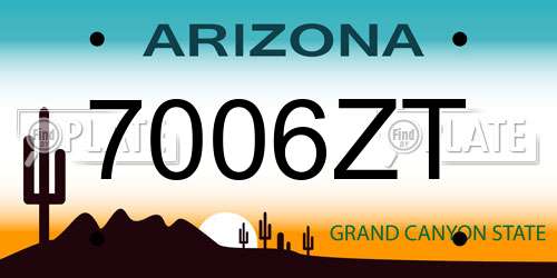 7006ZT Arizona License Plate