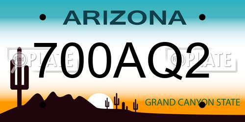 700AQ2 Arizona License Plate