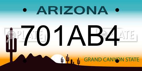 701AB4 Arizona License Plate
