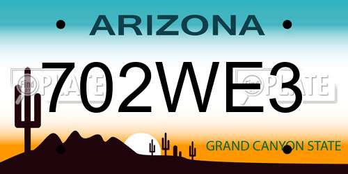 702WE3 Arizona License Plate
