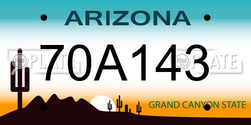 70A143 Arizona License Plate